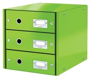 Zásuvkový box "Click&Store", zelená, 3 zásuvky, lesklý, LEITZ, 60480054