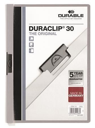 Desky s rychlovazačem "DURACLIP 30", šedá, s klipem, A4, DURABLE 220010