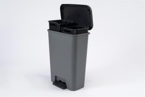 Odpadkový koš "Compatta Duo", tmavě šedá, pedálový, hranatý, 2 x 23 l, CURVER 249813