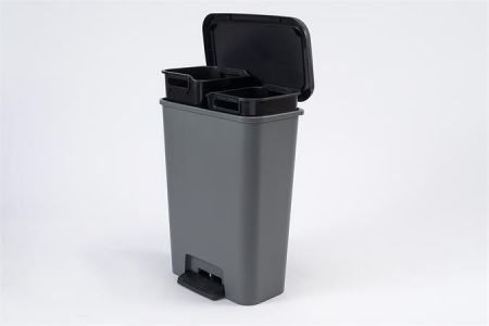 Odpadkový koš "Compatta Duo", tmavě šedá, pedálový, hranatý, 2 x 23 l, CURVER 249813