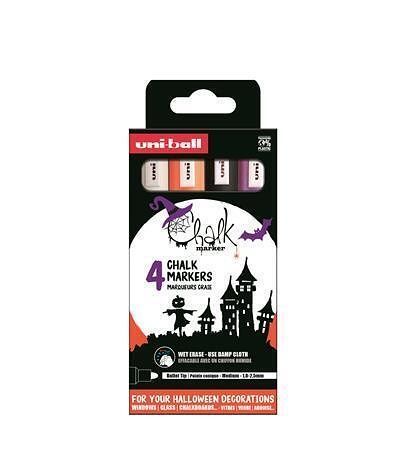Křídový popisovač Halloween "PWE-5M", 4 různé barvy, 1,8-2,5mm, sada, UNI 2UPWE5MHALLOWEEN