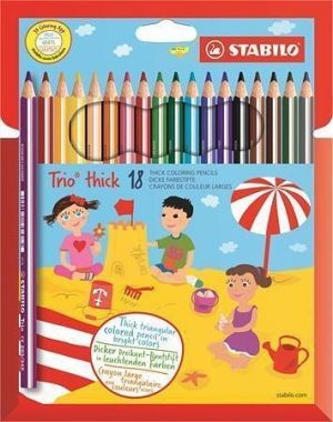 Barevné pastelky "Trio thick" sada, 18 barev, trojhranné, jumbo, STABILO