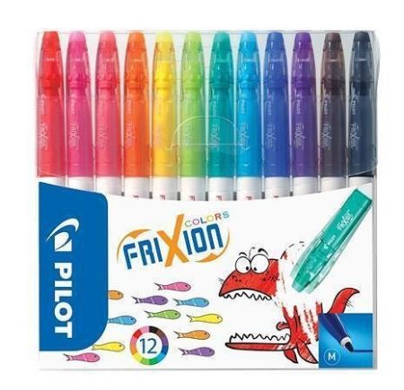 Fixy "Frixion Colors", sada,12 barev, 0,39-0,7 mm, vymazatelný, PILOT 