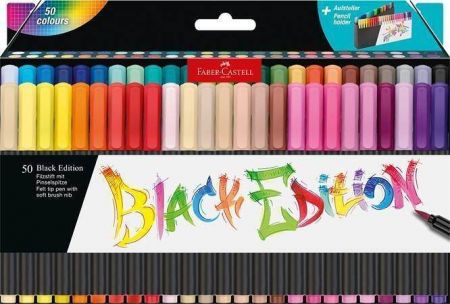 Fixy "Black Edition", 50 barev, kartonový stojánek, FABER-CASTELL 116454