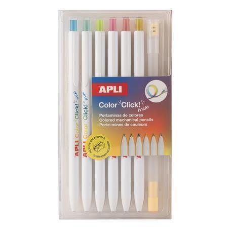 Mechanická pastelka "Color Click Mix", vícebarevná, sada, 6 ks/balení, APLI 20550