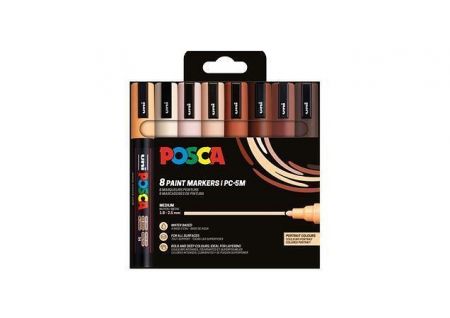 Akrylový popisovač "Posca PC-5M", 8 portrétních barev, sada, 1,8-2,5 mm, UNI 302422434