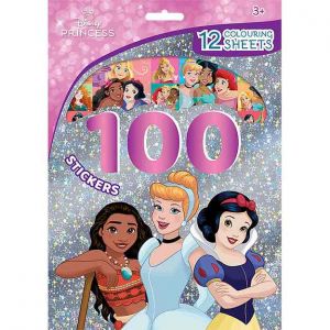 100 samolepek s omalovánkovými listy Disney Princezny