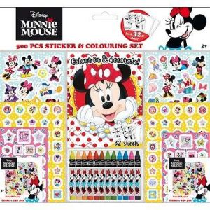 Samolepkový set s omalovánkami a voskovkami 500ks Minnie