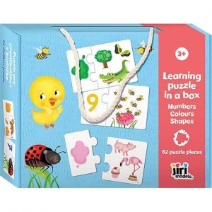 Puzzle pro předškoláky v krabičce Čísla, barvy, tvary
