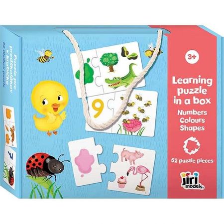 Puzzle pro předškoláky v krabičce Čísla, barvy, tvary