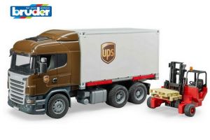 BRUDER 03581 (3581) Scania R UPS logistik s vysokozdvižným vozíkem
