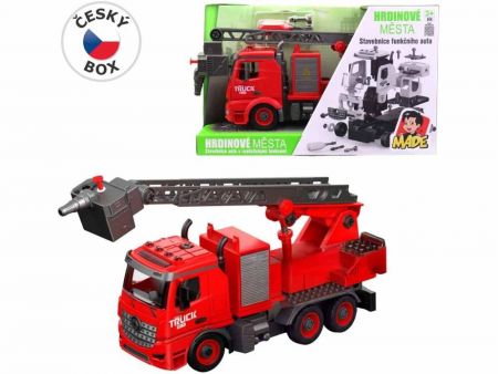 Auto hasiči k sestavení, světlo a zvuk, baterie, 30 cm