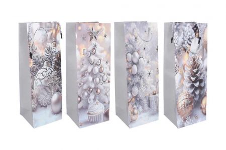 Dárková taška na láhev M 12x35x9 cm Vánoce