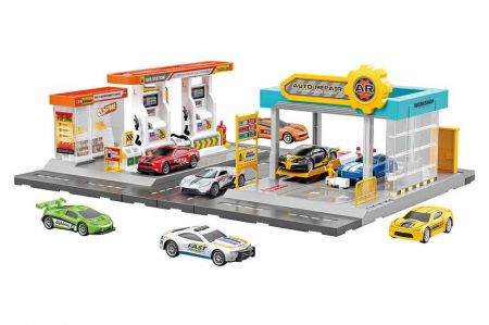 Čerpací stanice autoservis 2v1 set 43,5x34x15,5 cm