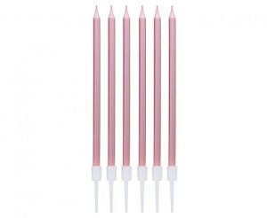 Dortové svíčky 13,5 cm 6 ks metalické rosegold