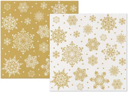 Papírový ubrousek Airlaid Snowflakes gold-white