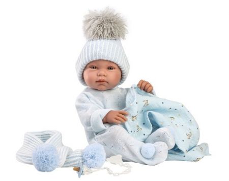 Llorens 84337 NEW BORN CHLAPEČEK - realistická panenka miminko s celovinylovým tělem - 43