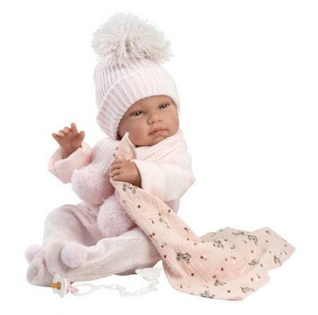 Llorens 84338 NEW BORN HOLČIČKA - realistická panenka miminko s celovinylovým tělem - 43 c