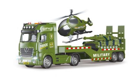 AUTO tahač vojenský 55cm a helikoptéra s efekty