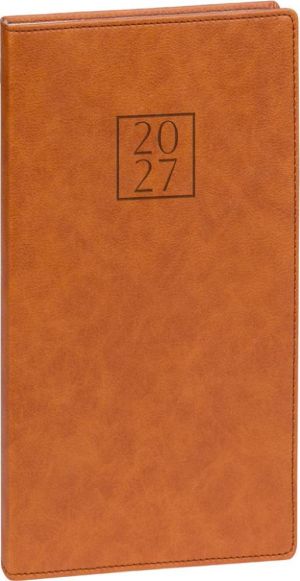 Diář týdenní kapesní Prestigio 2027, hnědý, 9cm x 15,5cm, PGD-KAPPR-7015