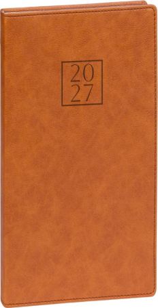 Diář týdenní kapesní Prestigio 2027, hnědý, 9cm x 15,5cm, PGD-KAPPR-7015