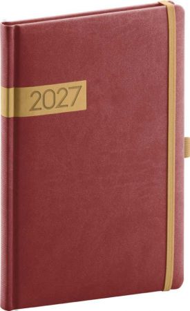 Diář týdenní Twill 2027, bordó-zlatý, 15cm x 21cm, PGD-TA5TW-7718