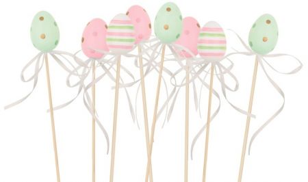 Vajíčko s proužky/puntíky plastové zápich 4 cm + špejle