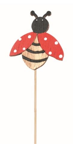 Beruška dřevěná na pružince 5 x 5,5 x 0,2 cm + špejle