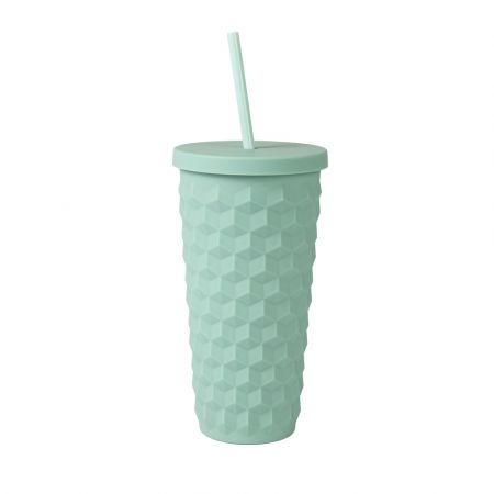 ALBI Tyrkysový 3D hrnek s brčkem