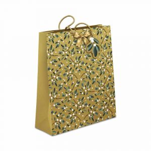 ALBI Dárková taška velká - Zlaté jmelí (26 × 12,7 × 32,4 cm)