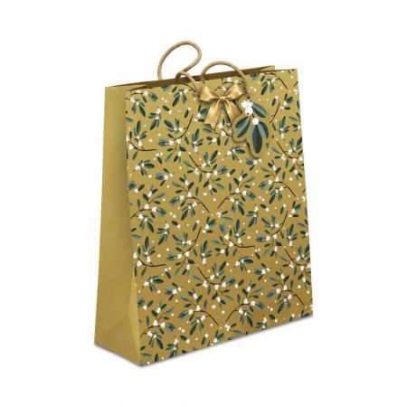 ALBI Dárková taška velká - Zlaté jmelí (26 × 12,7 × 32,4 cm)