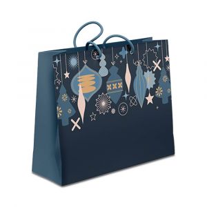 ALBI Dárková taška velká - Modré vánoční ozdoby (32,4 × 12,7 × 26 cm)
