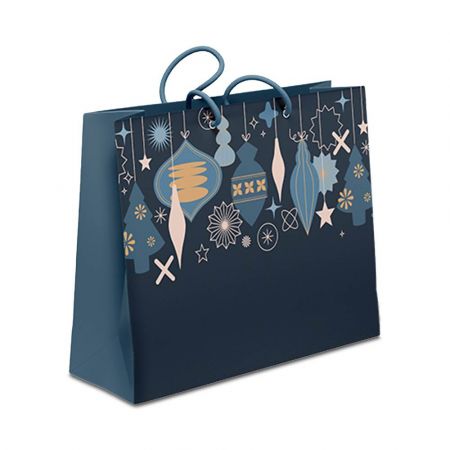 ALBI Dárková taška velká - Modré vánoční ozdoby (32,4 × 12,7 × 26 cm)