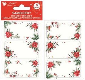 Samolepící Jmenovky na dárky Poinsettie 8 x 12 cm