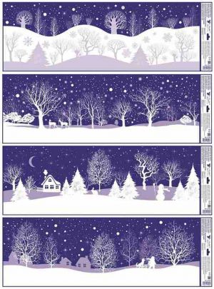 Okenní fólie s glitry pruh Zasněžená Krajina 90 x 30 cm