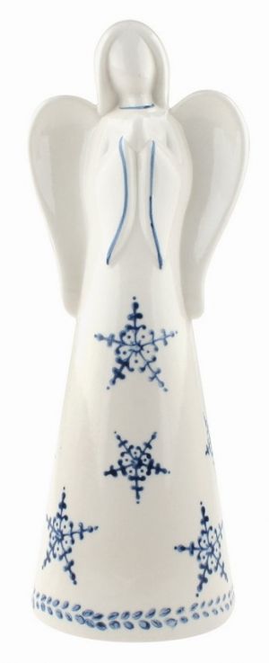Anděl porcelánový Vločky modré 8 x 22 x 8 cm na postavení