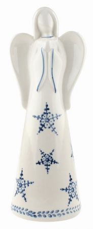 Anděl porcelánový Vločky modré 8 x 22 x 8 cm na postavení