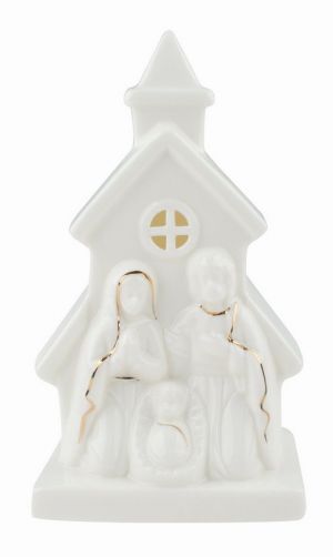 Svíticí porcelánový Betlém 8 x 13 x 5,5 cm, teplá bílá, 1 LED, časovač