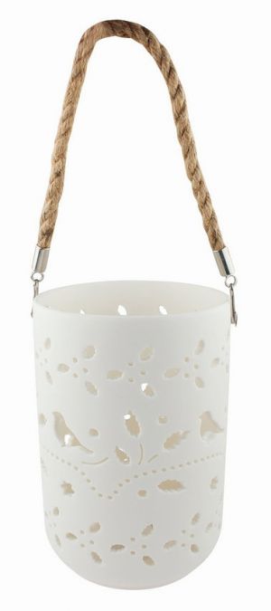 Svíticí porcelánový Válec s motivem jara, o 13 x 18 cm, teplá bílá, 1 LED, časovač, na zav
