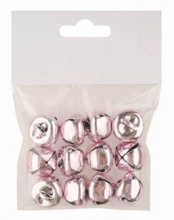 Rolničky starorůžové lesklé 2 x 1,5 x 2 cm na zavěšení, 12 ks v sáčku