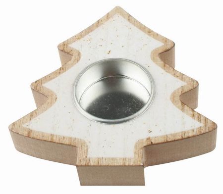 Svícen Strom dřevěný se zlatými glitry o 10,5 x 11 x 2 cm
