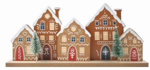 Domky dřevěné se stromky 30 x 13,5 x 5 cm na postavení