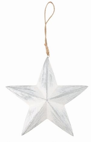 Dřevěná hvězda s patinou 17 x 17 x 5,5 cm na zavěšení