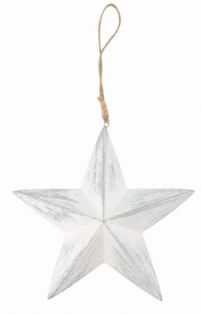 Dřevěná hvězda s patinou 17 x 17 x 5,5 cm na zavěšení