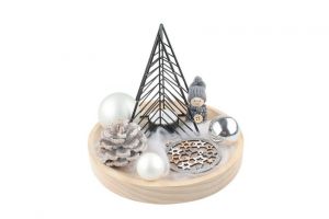 Vánoční dekorační set se svícnem O 20 x 16 cm