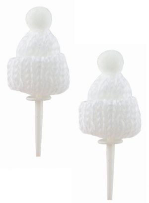 Čepice pletená bílá ? 3 x 4 cm + zápich, 2 ks v sáčku