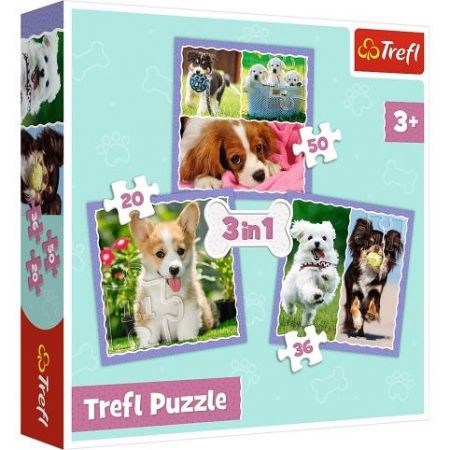 TRFL Puzzle 3v1 Trefl – Roztomilí pejsci