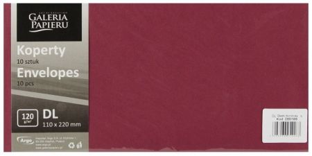 Ozdobné obálky Smooth – DL, 120 g/m2, vínové, 10 ks