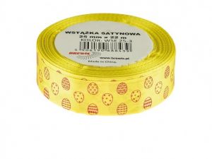Velikonoční saténová stuha žlutá 25 mm x 22 m