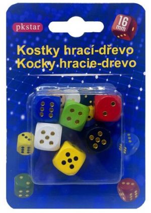 Kostky hrací dřevo 6ks 1,6cm PK37-21